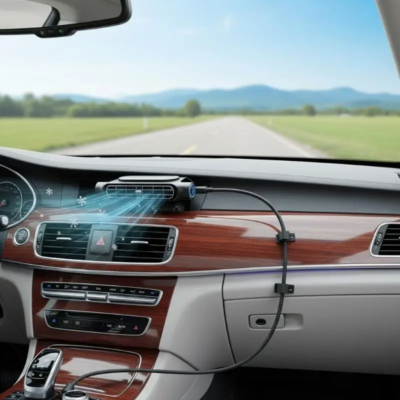 Car Headrest Mounted Fan Easy Install 3 Adjustable Speeds USB Powered Strong Airflow for Long Road Trips