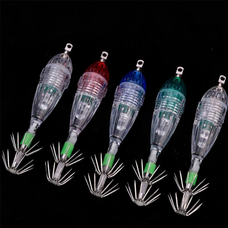 （without battery）1 pc mini hook blowtorch squid light with umbrella hook Underwater fishing light Octopus squid squid hook