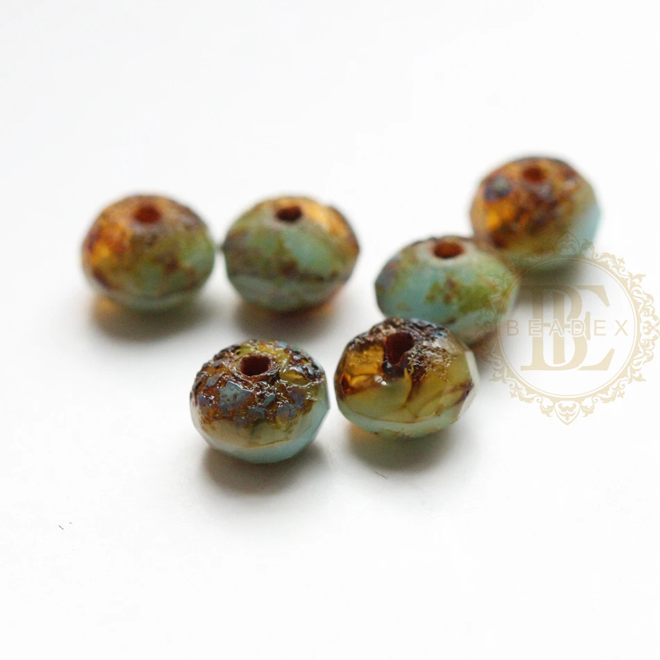 DIY Supply-10 Pieces Czech Aged Glass Rondelle Spacer Beads - Varies Colors - 5x3mm (NVA-18)