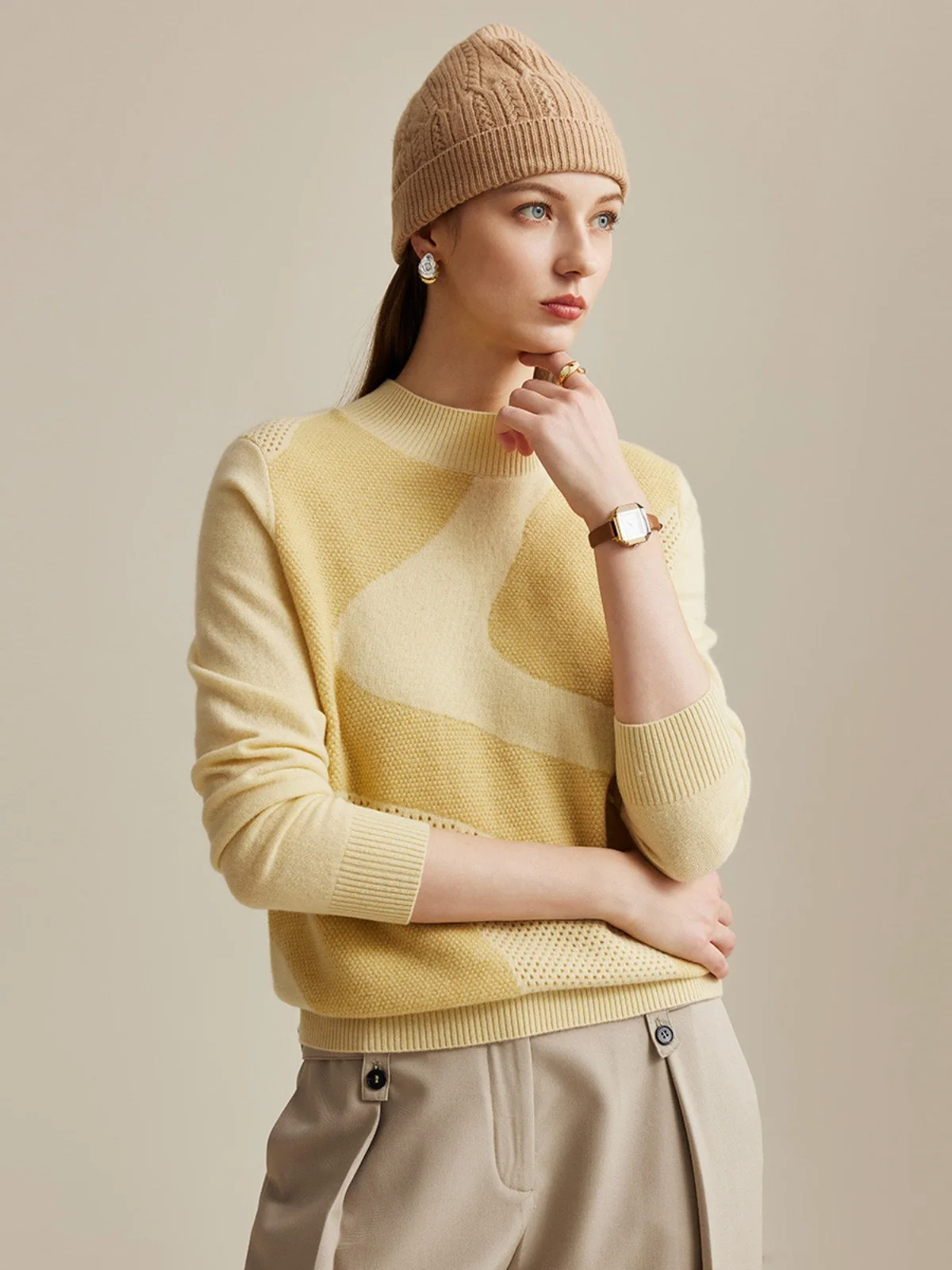 

Zhaojun 00% шерсть Thiened Long Sve вязаный свитер с воротником-стойкой осень-зима модная цветная блузка женская модная одежда...