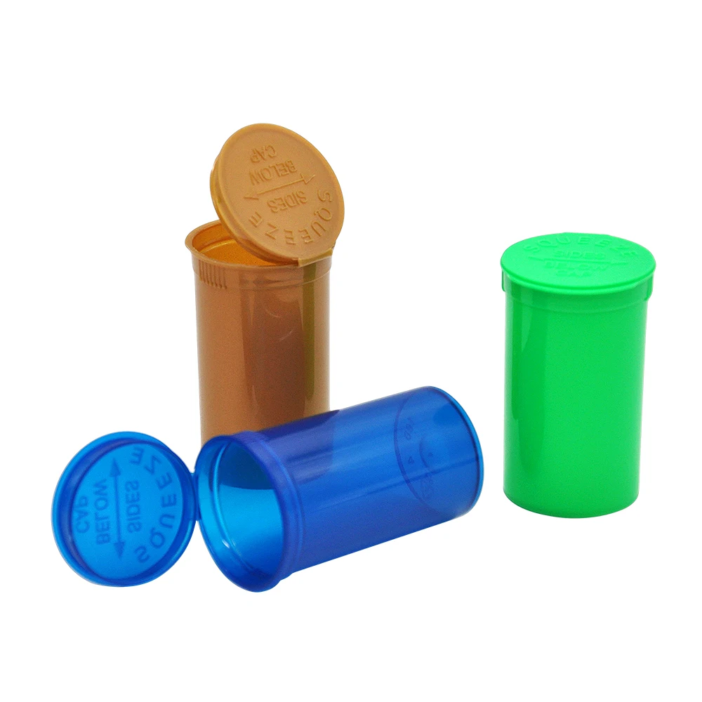 COURNOT 3pcs 19 Dram Stash Jar Empty Squeeze Pop Bottle Herb/Spice Containers Vial Medical Herb Pill Box Airtight Storage Case