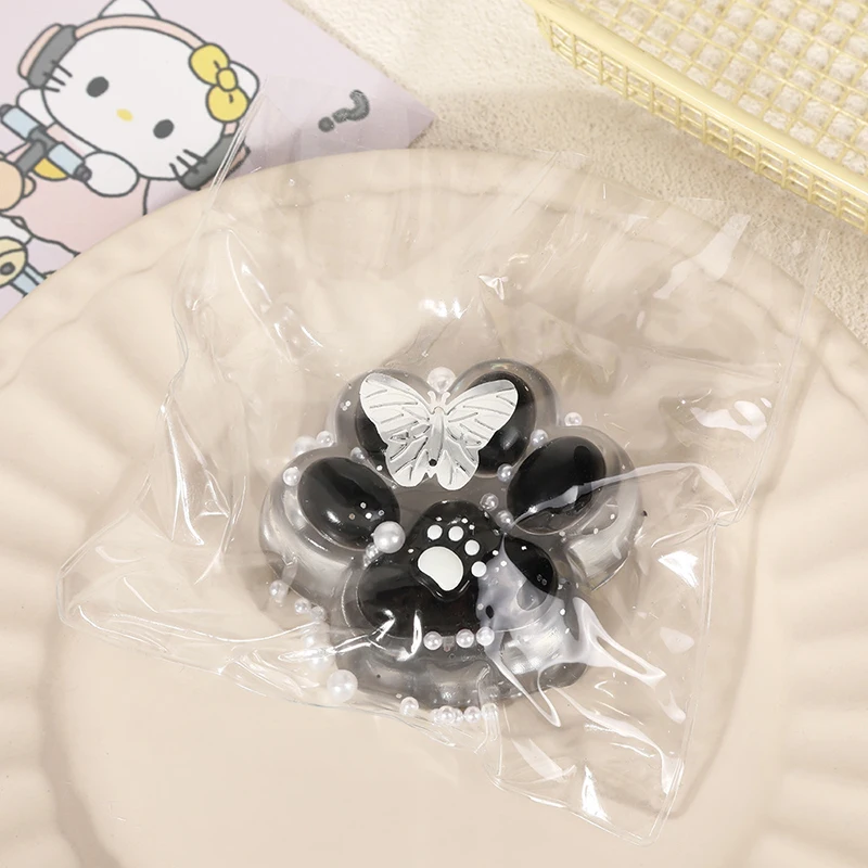 1PC Kawaii TPR Schwarze Katze Pfote Weiche Relief Entspannen Dekompression Spielzeug Mochi Taba Transparent Kristall Katze Pfote Neue Zappeln spielzeug