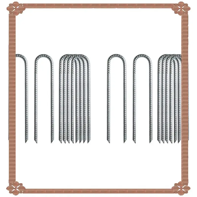 

24-Hour Delivery 12Pcs Garden Ground Rebar Stakes Tent Nails Galvanized Steel U Pegs Gardening Anchors, Heavy Duty Landscape Pin