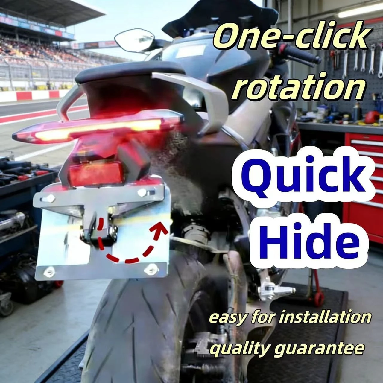 

For kawasaki ZX-4R License Plate Premium Adjustable License Plate Button Switch Effortless Contro License Plate Bracket Frame