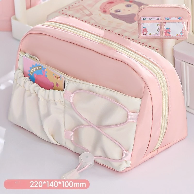 Large Capacity Cute Canvas Pencil Case  Aesthetic Minimalist Pen Bag for School Soft Marshmallow Kawaii Stationery Organizer Bag