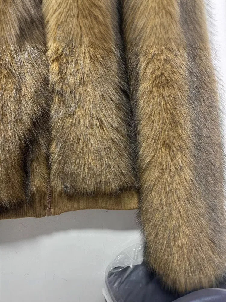 ZADORIN hiver poilu surdimensionné raton laveur moelleux fausse fourrure manteau femme moto revers fausse fourrure veste femme vêtements marron fourrure manteau