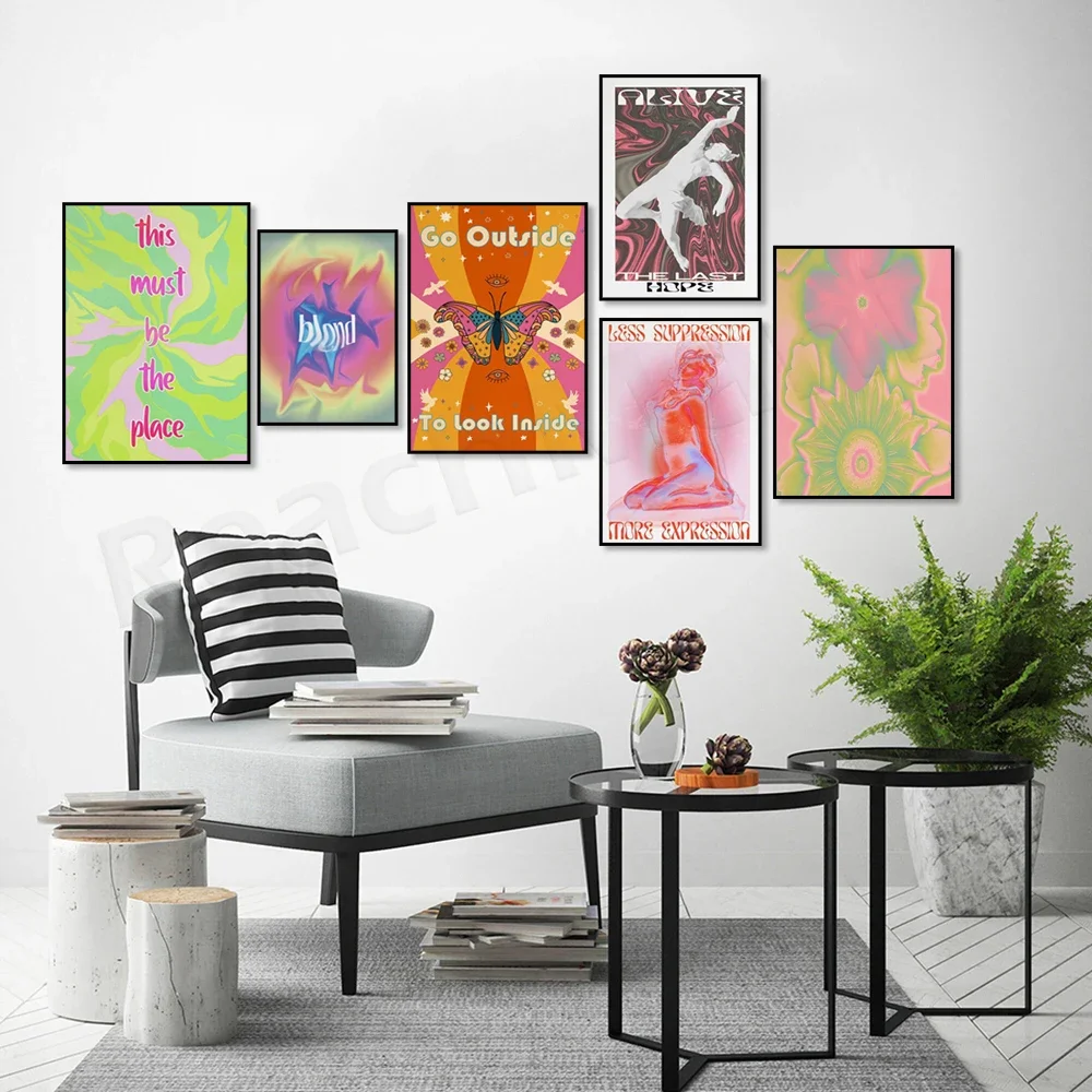 Spiritual Affirmation Art Print, Halo Gradient Print, Y2K Aesthetic, Y2K 70's Fashion Decor Poster, Hippie Print Poster