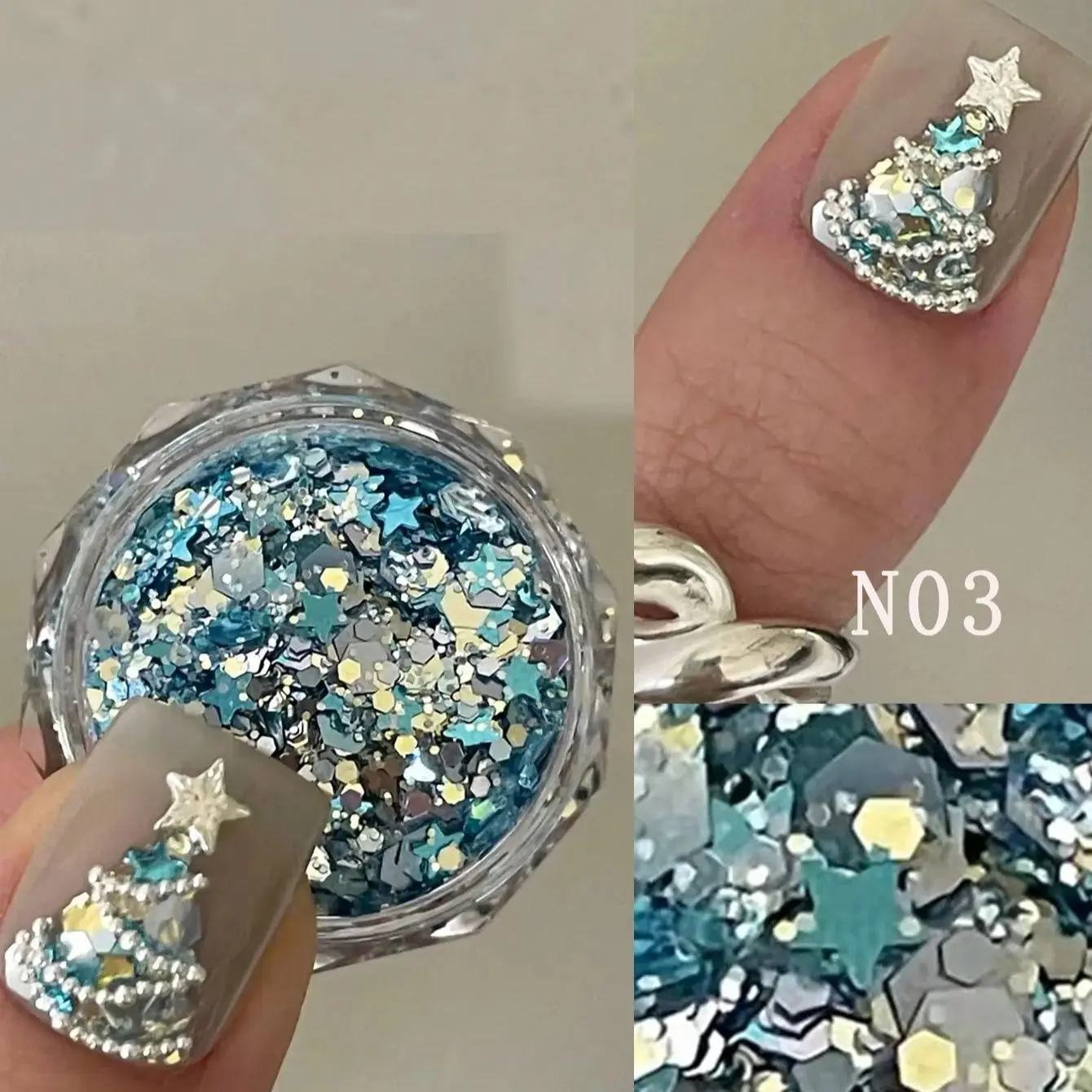 

1/6 boxes of mixed Nail Art Sequins ultra-thin glitter sequins round star nail art decoration DIY nail ornaments nail gem nail