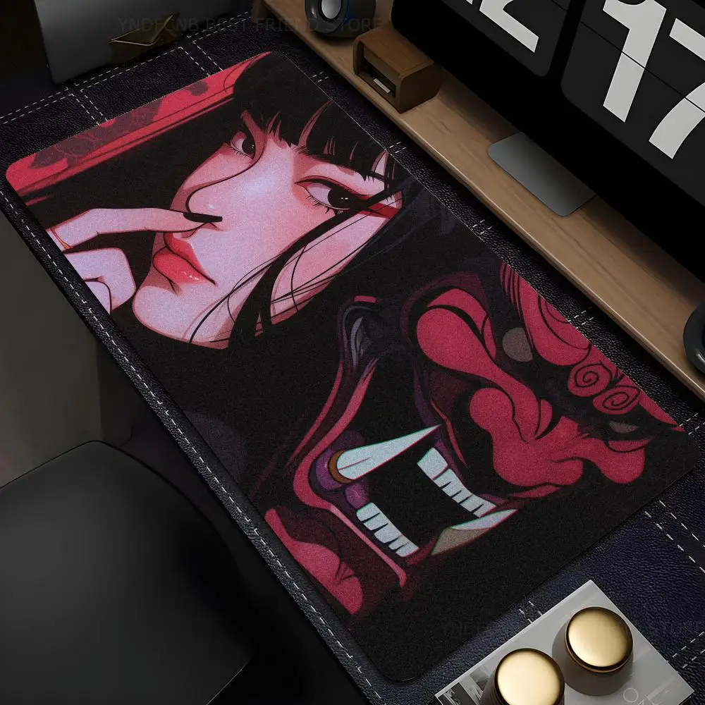 Anime Samurai Máscara Grande Computador Mousepad, Acessórios Para Jogos, Esteiras De Mesa, Anti-Slip, Laptop, Macio, Ratos Pad