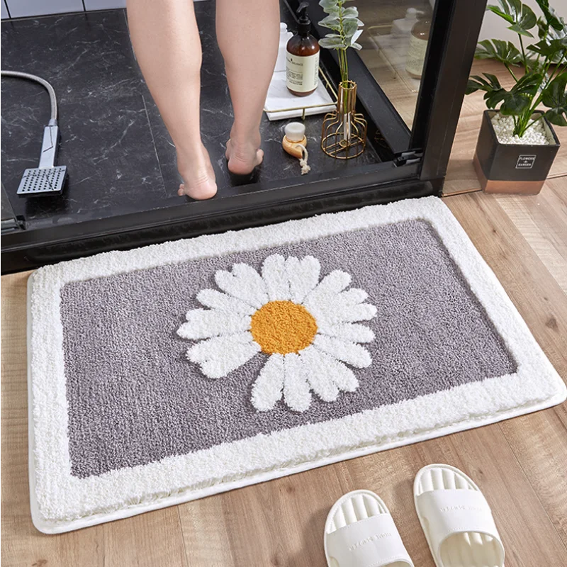 

Bathroom Door Entrance Mat Daisy Bath Rug Bathroom Non-Slip Mat Toilet Door Mat Entrance Door Absorbent Mat Anti-slip Door Mat