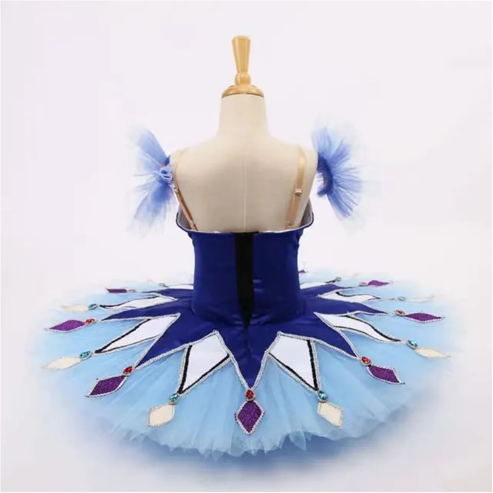 Million Clown Variations professional tutu children adult high-end customized blue competition dress female performance dress