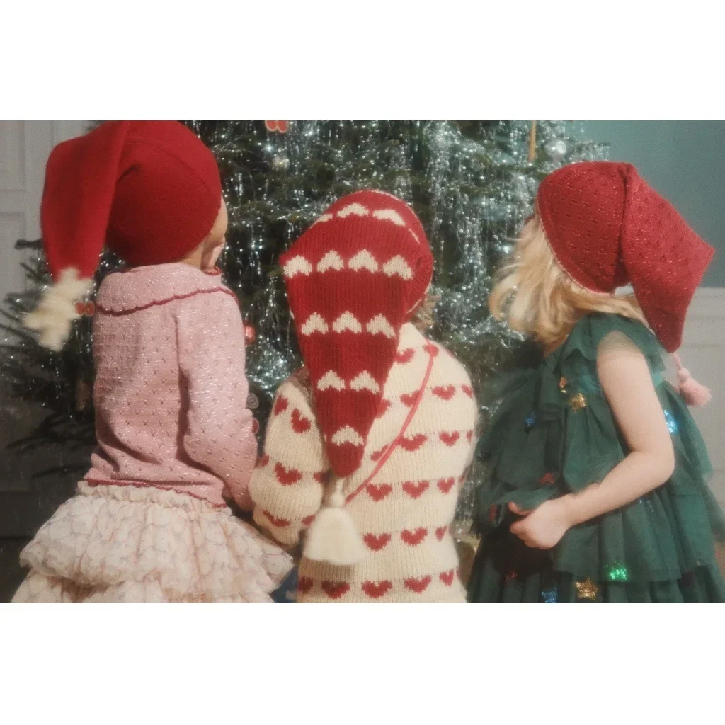 Christmas Costume Children Clothes Set 2024 KS Kids Girls Knitted Sweater Baby Girl Cute Party Embroidered Cardigan Hat Outwear