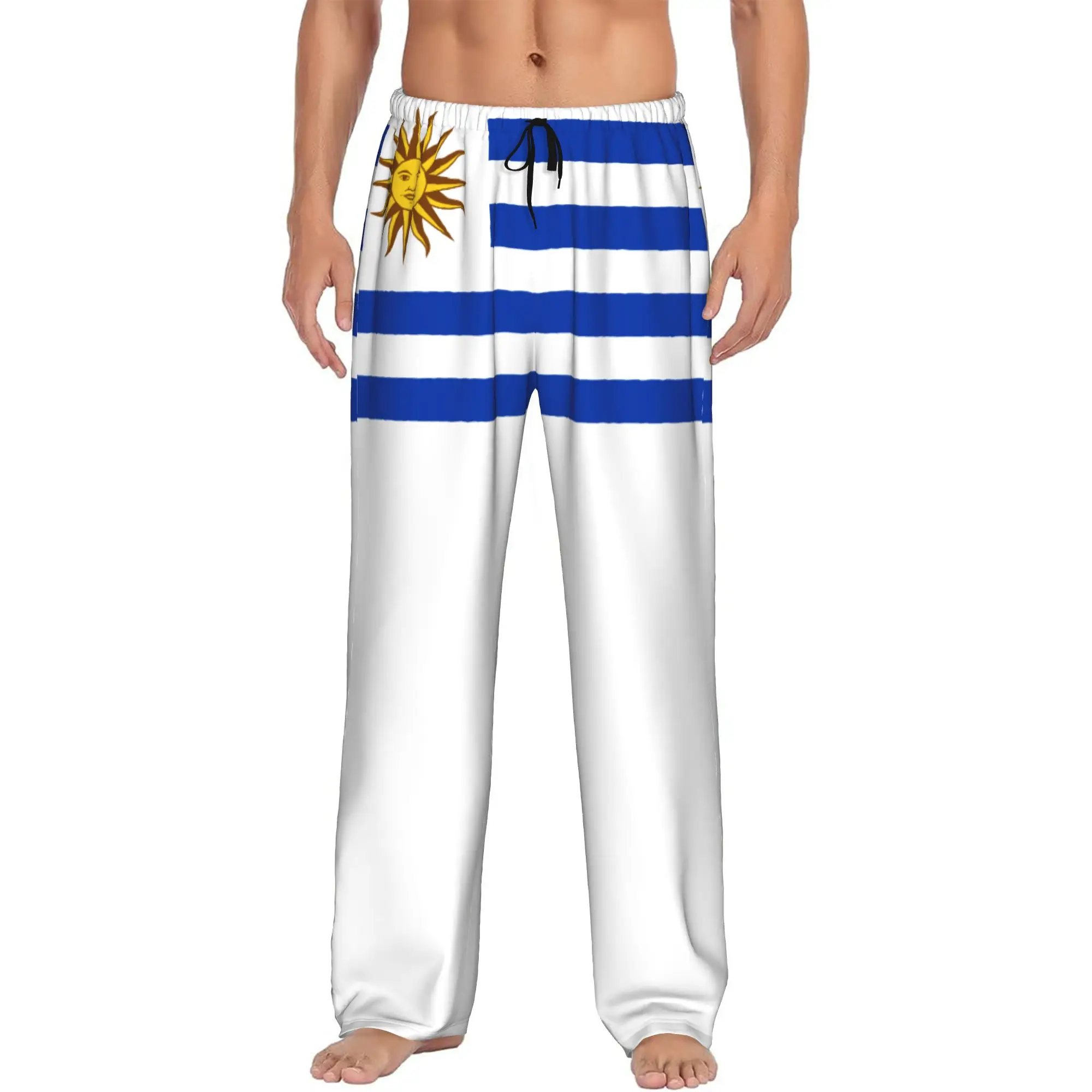 Custom Print Flag Of Uruguay Pajama Pants Men's  Sleep Sleepwear Bottoms with Pockets