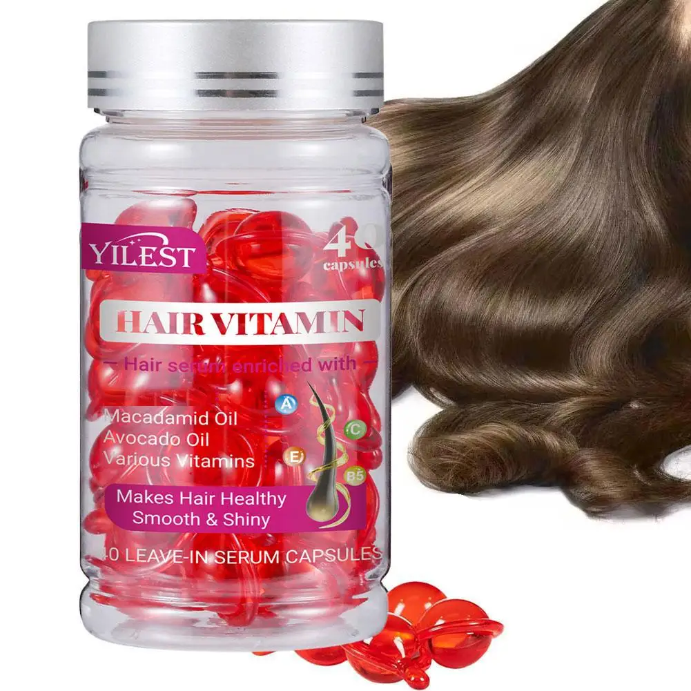 Suero para el tratamiento del cabello, cápsulas para el cuidado del cabello, sin enjuague, aceite de aguacate de argán, vitamina A C E, acondicionador para el cabello, 40 piezas