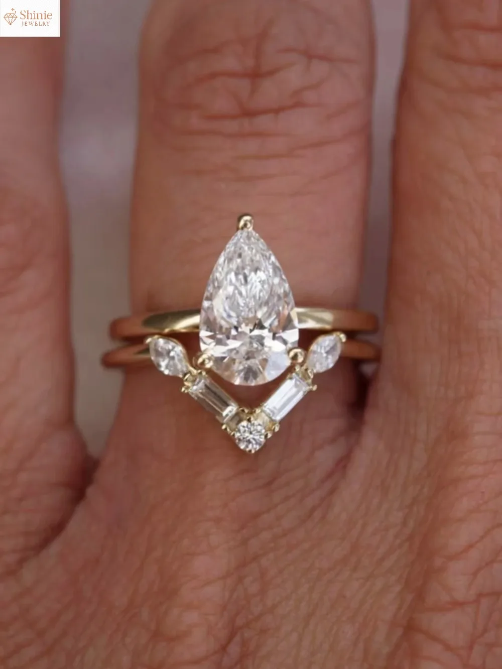 

2 шт., стерлинговое серебро S925, капля воды, 4 карата, набор колец с муассанитом, ювелирные изделия, позолоченные, 18 карат, подходит для подарка на день рождения