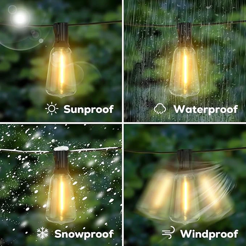 Guirnalda de luces LED Retro para exteriores, bombillas inastillables, impermeables, decoración de Patio, ST38 IP44