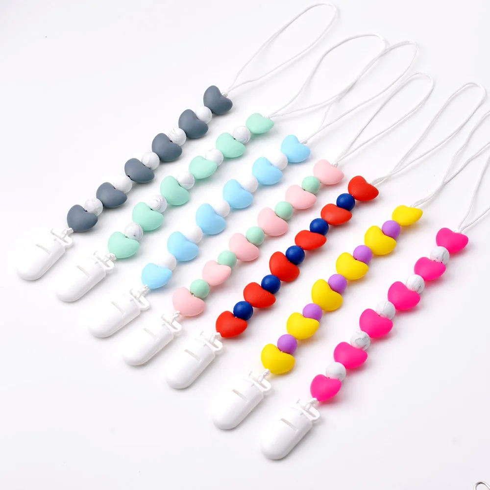 Baby Pacifier Clip Chain Trendy Silicone Pacifier Holder Teether Toy Clip for Preventing Nipple Loss