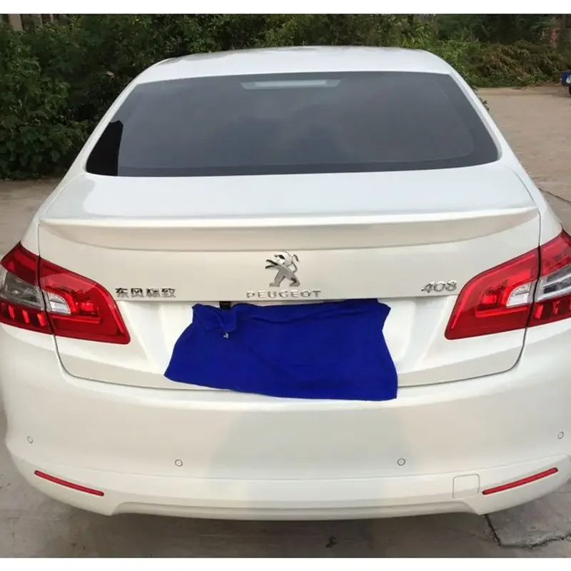 for peugeot 408 spoiler 2014-2016 peugeot 408 lip spoiler High Quality ABS Material Car Rear Wing Primer Color spoiler