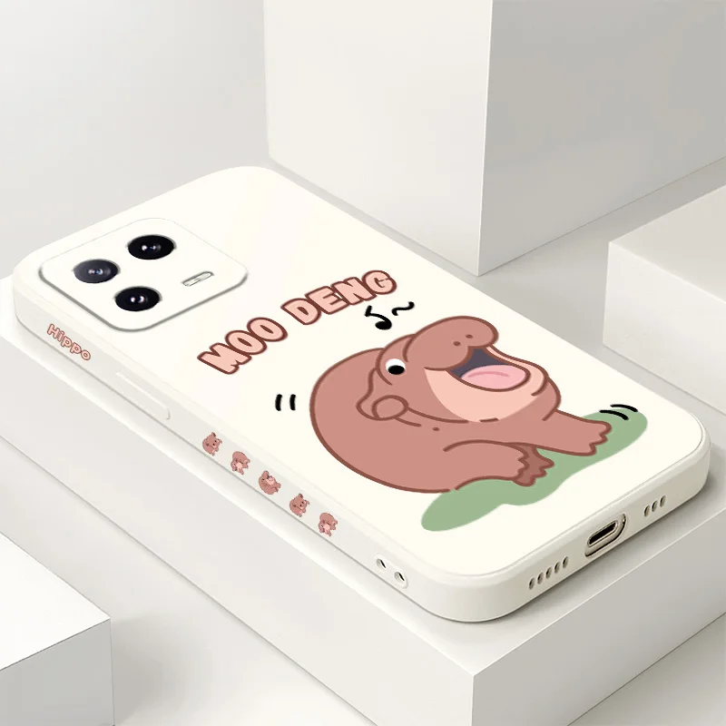 

Cute Little Hippo Phone Case For Xiaomi Mi 14 14T 13 13T 12 12X 12T 12S 11 11T 10 10T 9 9T Pro Lite Liquid Silicone Cover