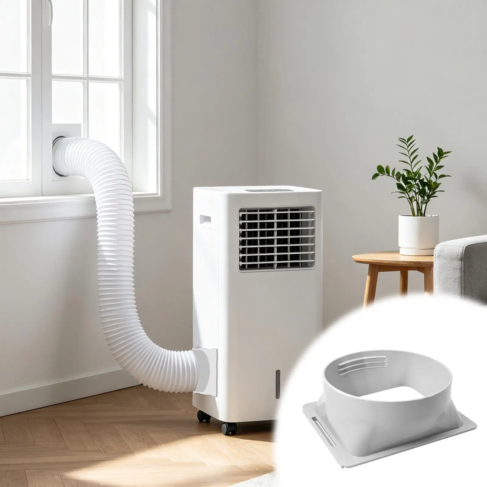 15cm Portable AC Exhaust Hose Adapter, Universal 150mm Connector for Air Conditioner, ABS Window Vent Coupler for Home Office