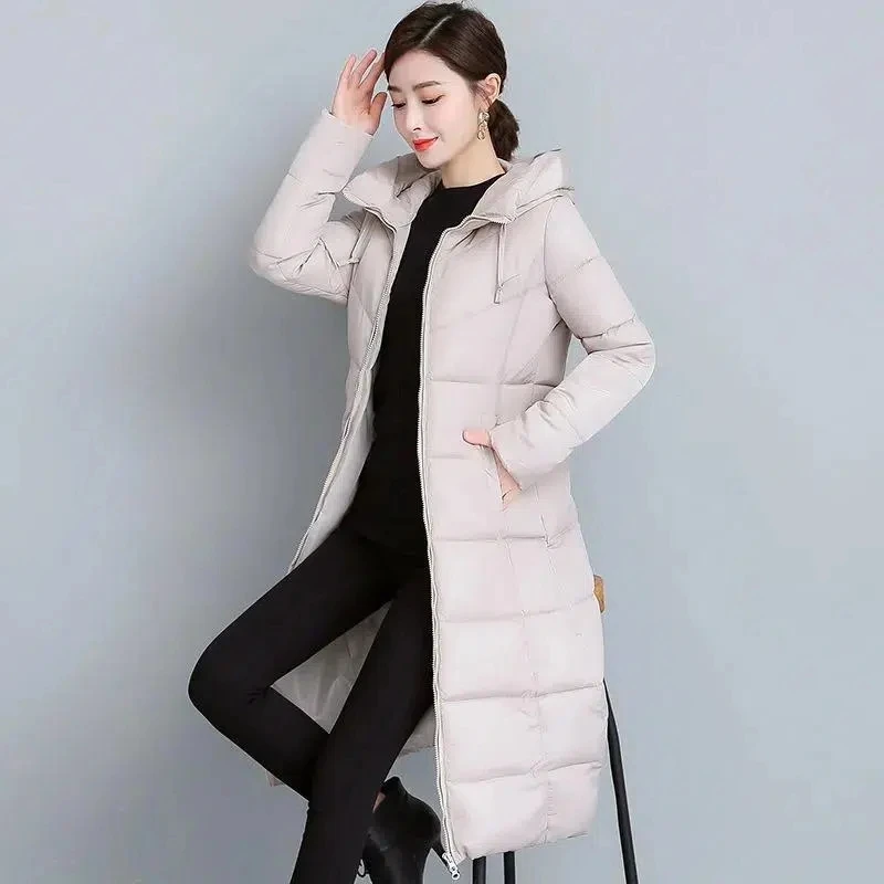 Winter Parkas Hooded Down Cotton Women Jacket Windproof Rainproof Thick Warm Long Puffer Coat White Female Basic Snow Overcoat