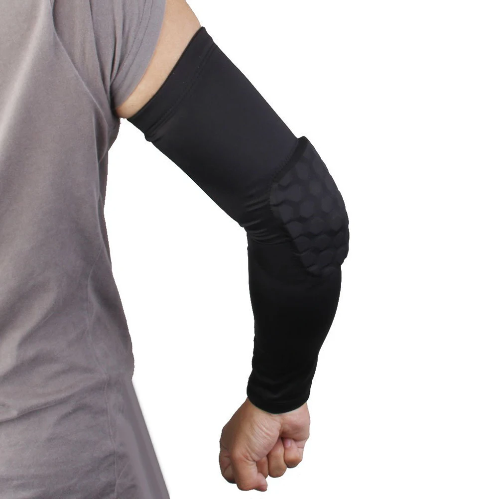 

Black Sports Arm Sleeve Elbow Support Compression Honeycomb Pad Size M Non Slip Band Muscle Protection for Outdoor Activities