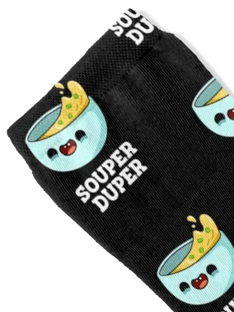 Souper Duper Funny Soup Puns (Dark BG) Socks custom sports crazy professional running Socks For Men Women's