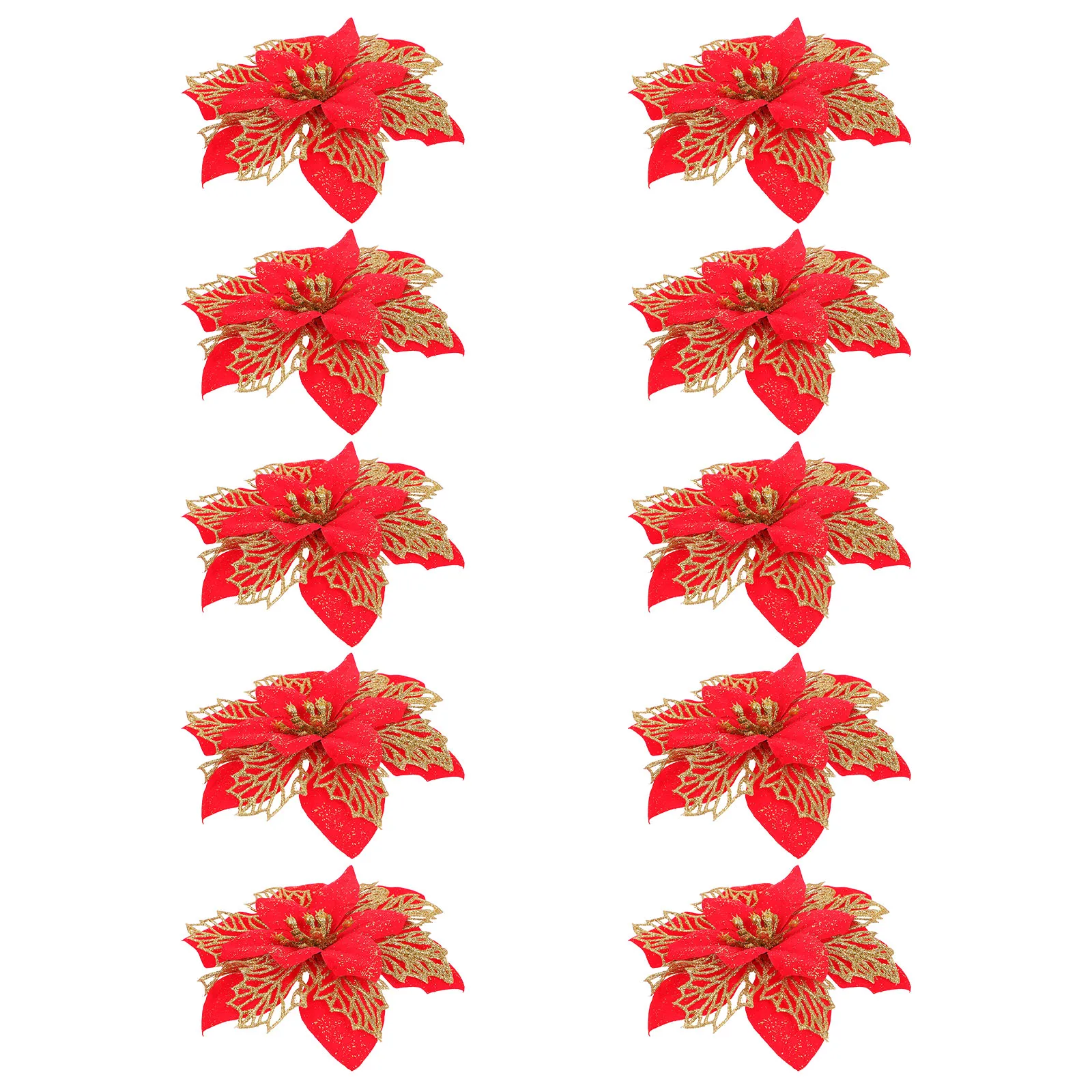 

10Pcs Christmas Simulation Flower Decorative Artificial Blooms for Party Scene Setting Wedding New Year Festival Gift Xmas