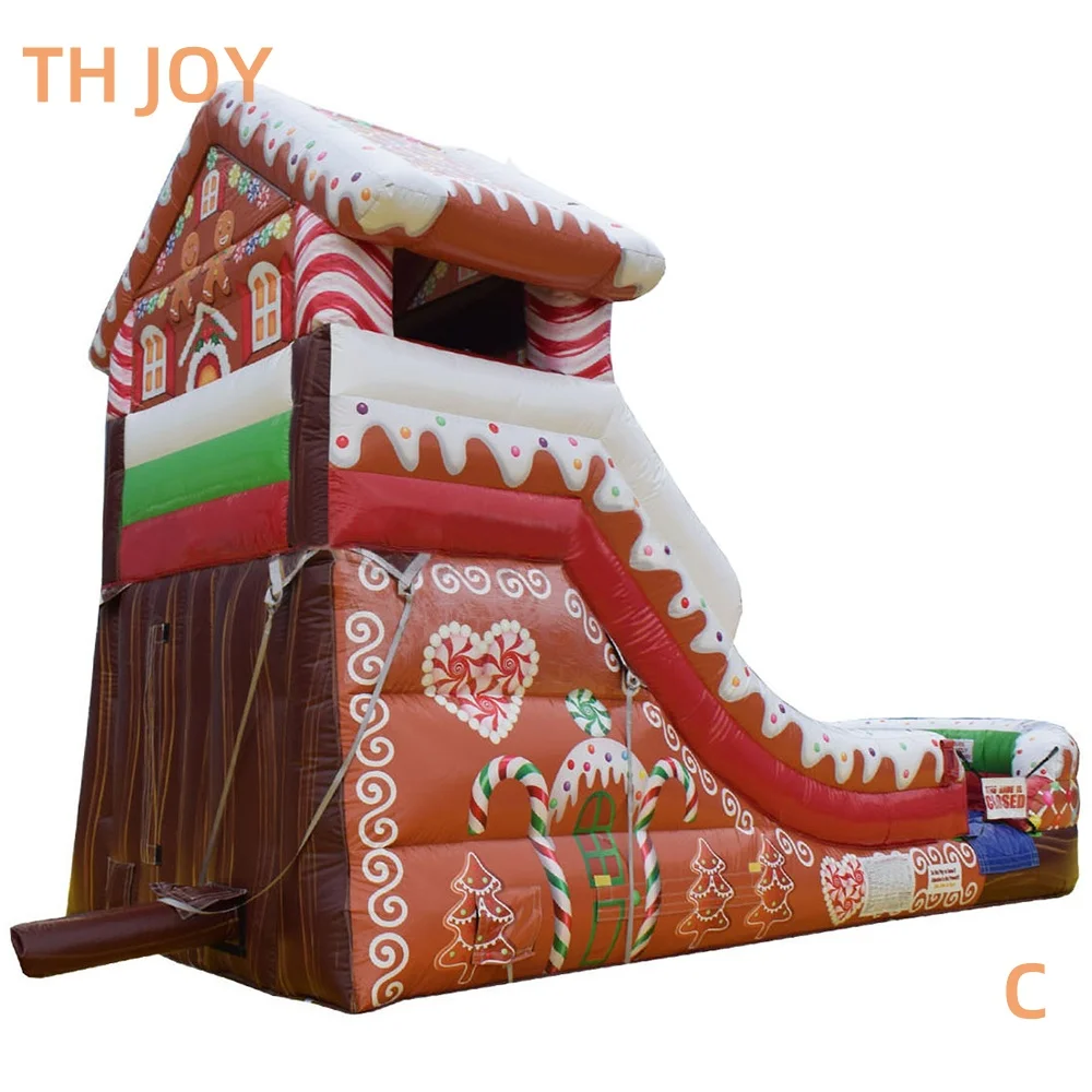 6x3m big Christmas inflatable slide, commercial customized Gingerbread inflatable slide funcity for kids