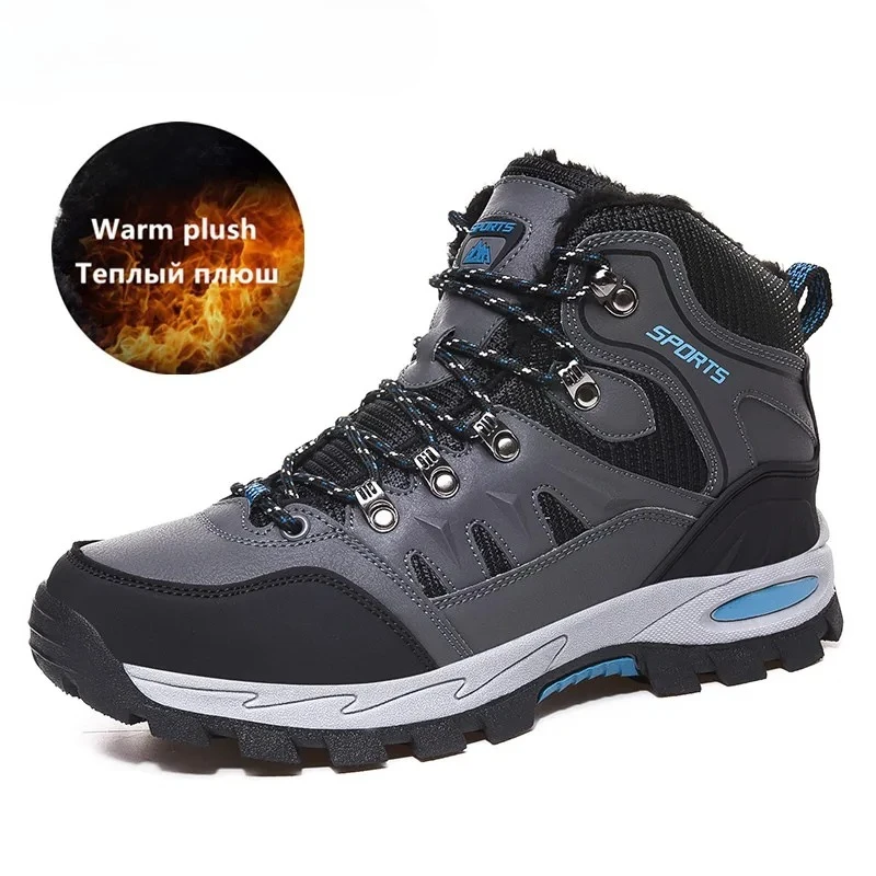 

Men's Boots 2025 Winter Warm Plush Snow Boots High Quality Waterproof Cotton Shoes for Men Leather Sneakers Outdoor Hiking Boots