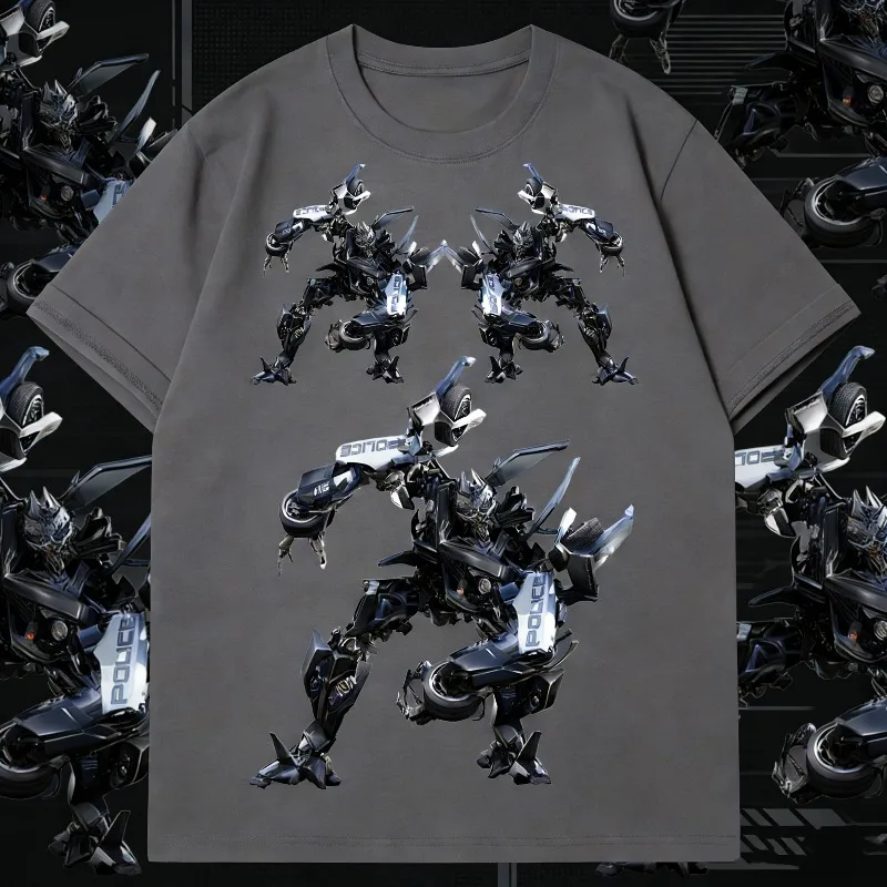 

2025-26 Summer Transformers Graphic 100% Cotton Printed T-shirt for Men Hasbro Brand Children and Unisex Breathable Loose Casual
