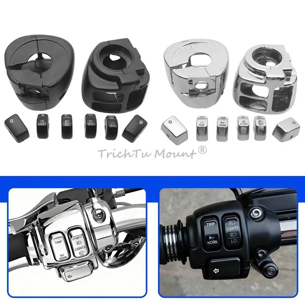 

Крышка корпуса переключателя управления на руле, простая установка, хромированная или черная, подходит для Harley Dyna Softail Sportster 2011-2022