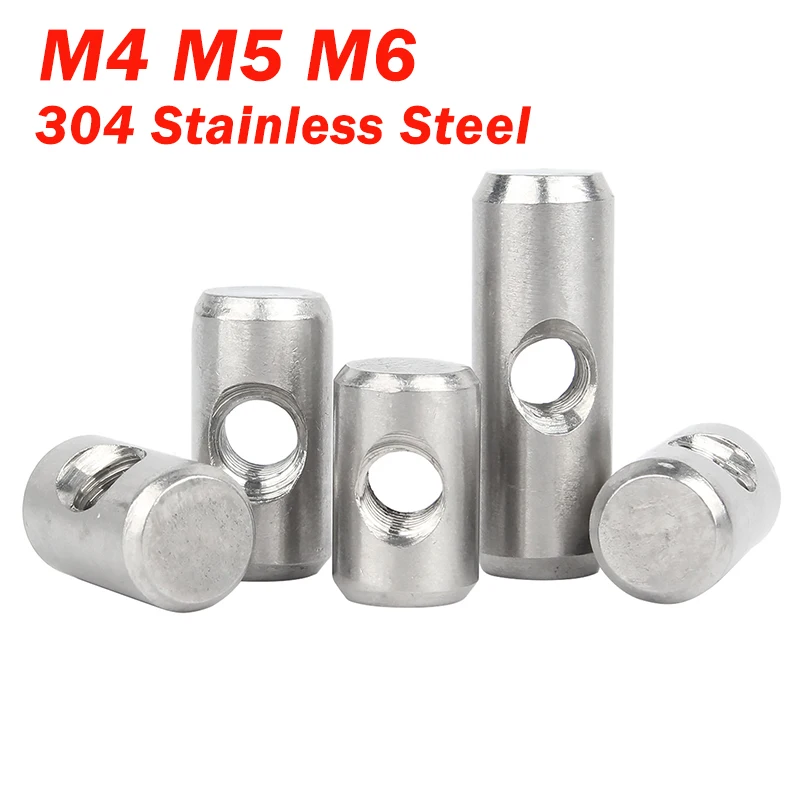Cross Hole Hammer Embedded Nut M4 M5 M6 304 Stainless Steel Cylindrical Pin Dowel Shaped Hammer Nut Barrel Bolts L:10-30mm