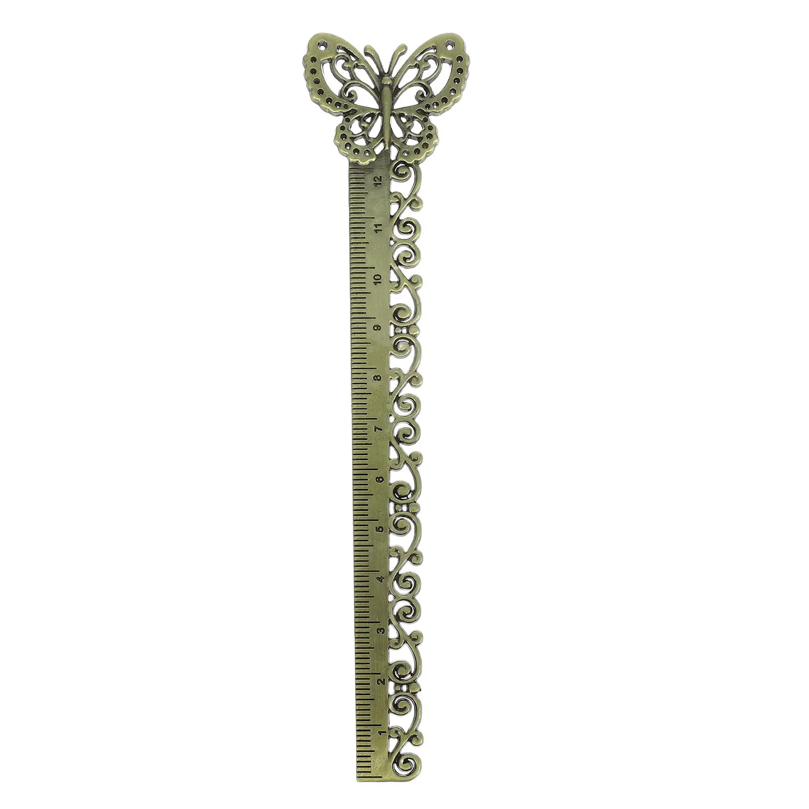 

Ретро-металлическая закладка-линейка с бабочкой и листом гинкго, винтажный дизайн, из цинкового сплава, измерительная линейка, маркер страниц, подарок для любителей книг