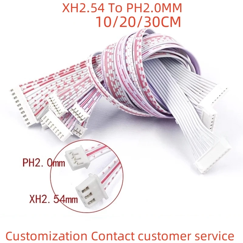 10Pcs PH2.0 to XH2.54 Double Head 2468 26AWG Red White Row Terminal Electronic Cable