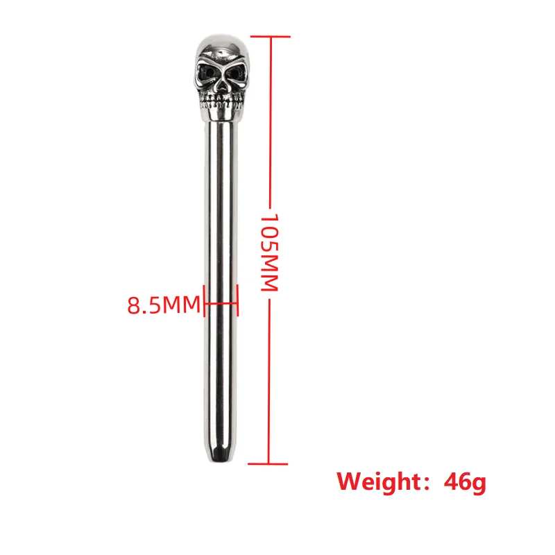 Male Stainless Steel Penis Urethral Plug Hollow Skull Head Metal Penis Plug Stick Catheter Urethral Sound Dilator Male Sex Toy