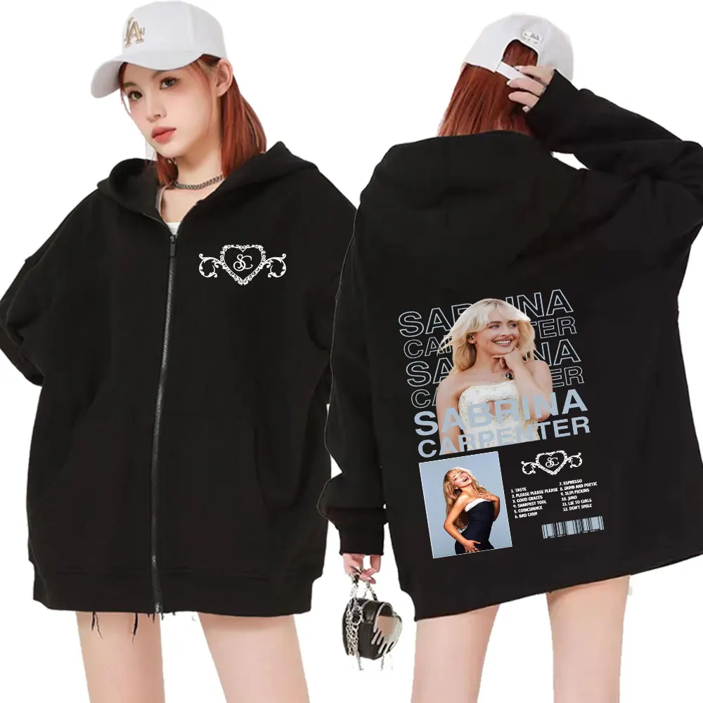 

Толстовки на молнии Sabrina Carpenter Short N' Sweet Tour для мужчин и женщин, модные толстовки на молнии в стиле хип-хоп, повседневная модная куртка-пуловер
