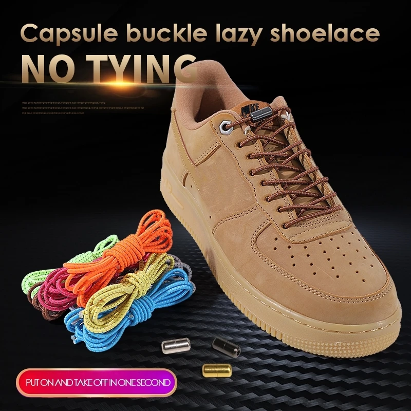 1Pair Round Reflective Shoelaces Elastic No Tie Shoe Laces For Kids Adult Sneakers Quick Shoelaces Shoestrings
