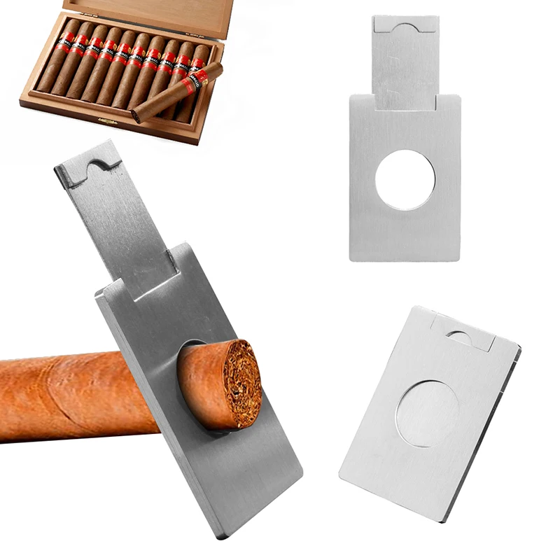 2026 New Portable Smoking Square Single-blade Cigar Cutter Stainless Steel Metal Cutter Guillotine Cigar Scissors Gift