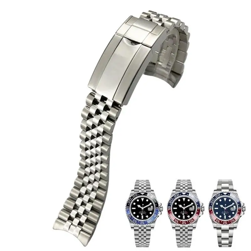 HAODEE 20mm 904L Solid Stainless Steel Watchband For Rolex Strap GMT Master II Wrist Watch Band Bracelet Jubilee with Oyster