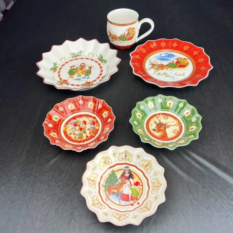 Western Cuisine Plate German V Bao Tableware Christmas Series Toy Joy Mug Bowl Salad Dish Dessert Plate  Fruit Holder