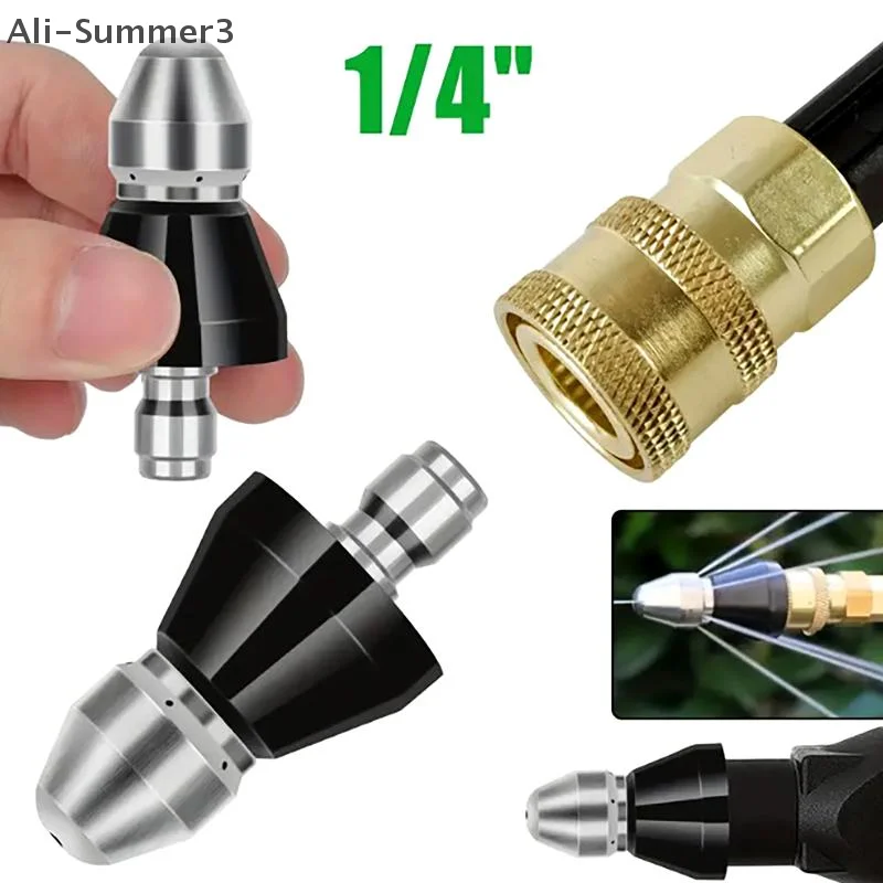 فوهة نفاثة المجاري الصغيرة مع مجموعة أطراف فوهة تنظيف الصرف السريع 1/4 بوصة لخرطوم نفاث الصرف