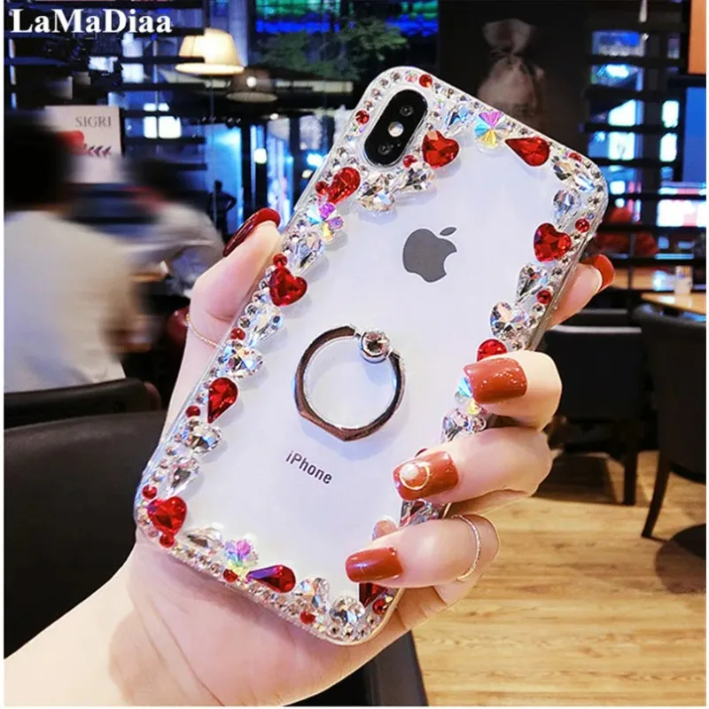 

Luxury Diamond Bling Crystal Rhinestone Ring Phone Case, Case for iPhone 14, 15, 13, 12, 11 Pro Max, 7, 8 Plus, X, XS, XR