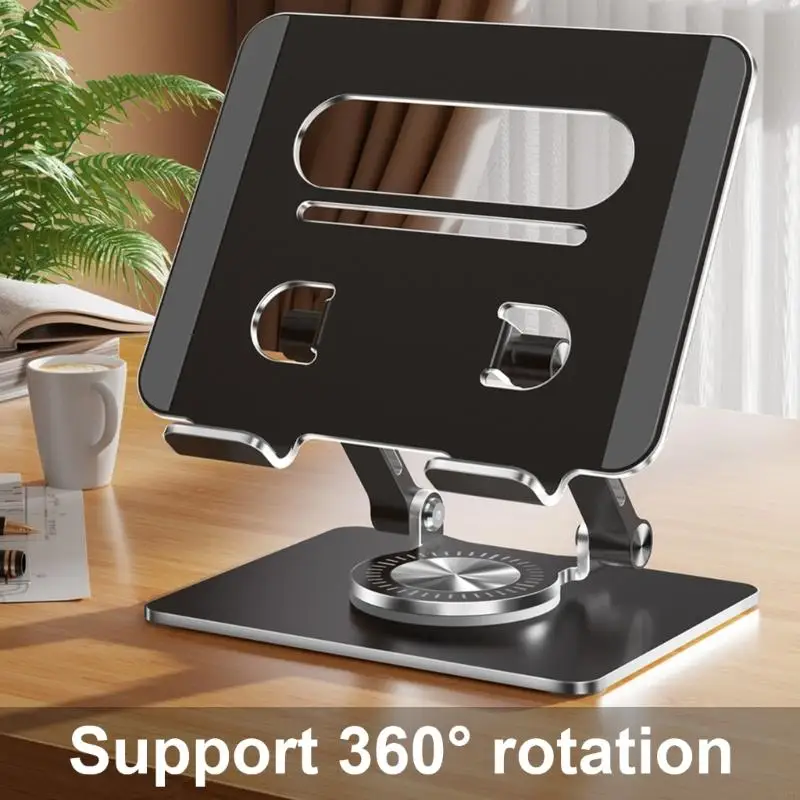 H37F Tablet Desk Mount Stand, Aluminum Alloy, 360 Degree Swivels, Height Adjustable with Enhances Weight Support Bracket