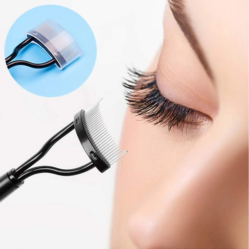 Portable Eyelash Comb Half-Curved Steel Needle Eyebrow Shaving Brush Grafting Eyelash Tool Women's Facial Makeup Accessory