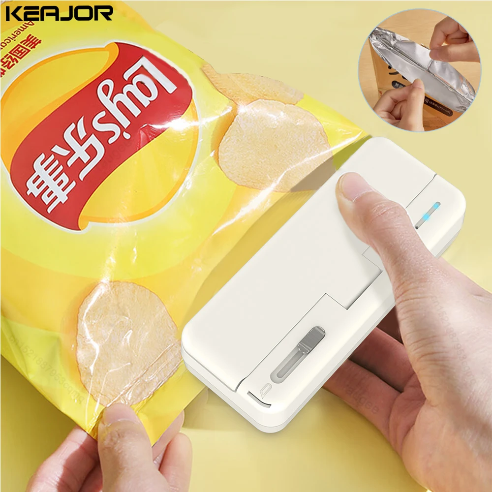 Mini sellador de bolsas de plástico, máquina de sellado de bolsas de calor, embalaje de alimentos, bolsas de plástico, bolsa de Clip, sellador de