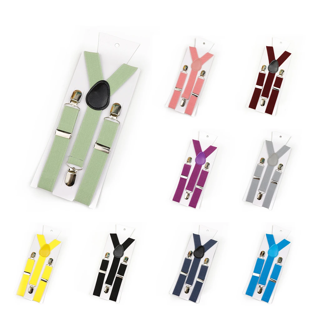 بلون حزام الأطفال الحمالات البوليستر Y-الظهر قابل للتعديل مشبك مرن على الأقواس الأعمال بدلة الزفاف الملحقات