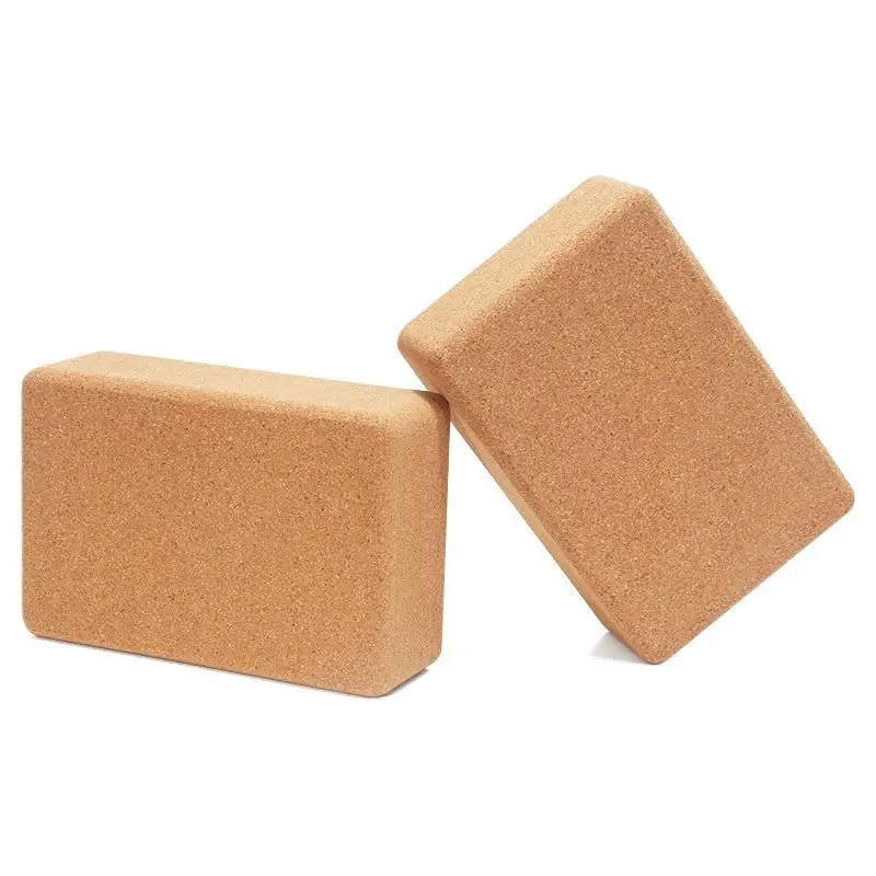 2 Pack Natural Cork Yoga Blocks Non-Slip High Density Supportive Bricks For Pilates Stretching Fitness Exercise Adults Home Gym