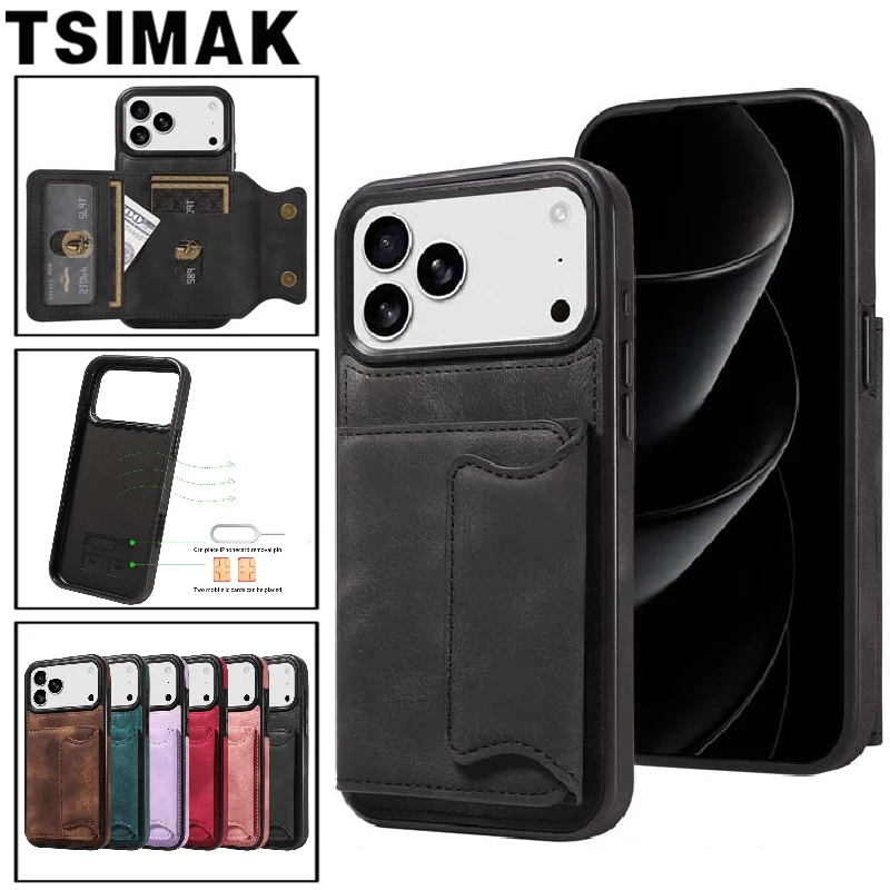 Flip-Ledertasche für iPhone 17 Pro Max, Brieftasche mit Kartensteckplatz, Standabdeckung für Apple iPhone Air 17 Pro Max 17 Pro Handyhülle