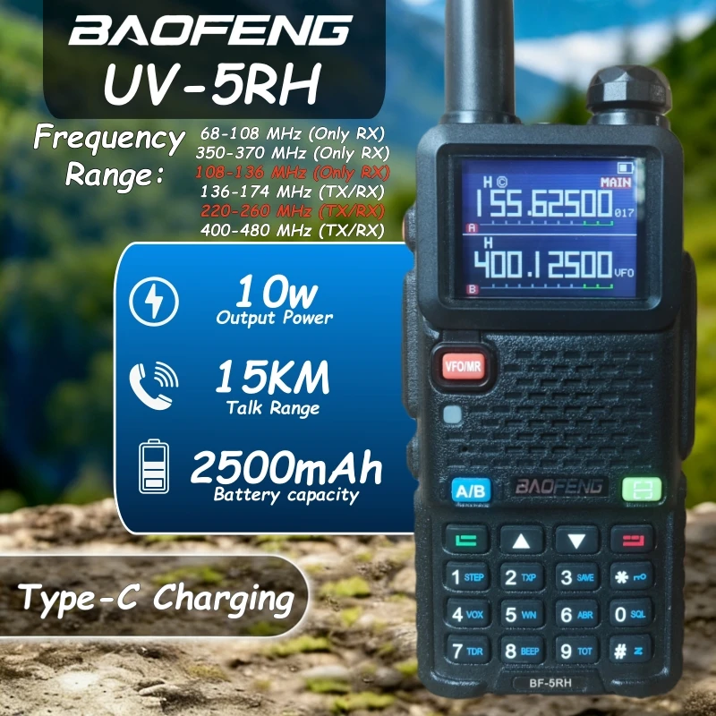 12W Air Band Baofeng Uv-5Rh 5Rm Radio Long Range Communication Radio For Camping Two-Way Radio